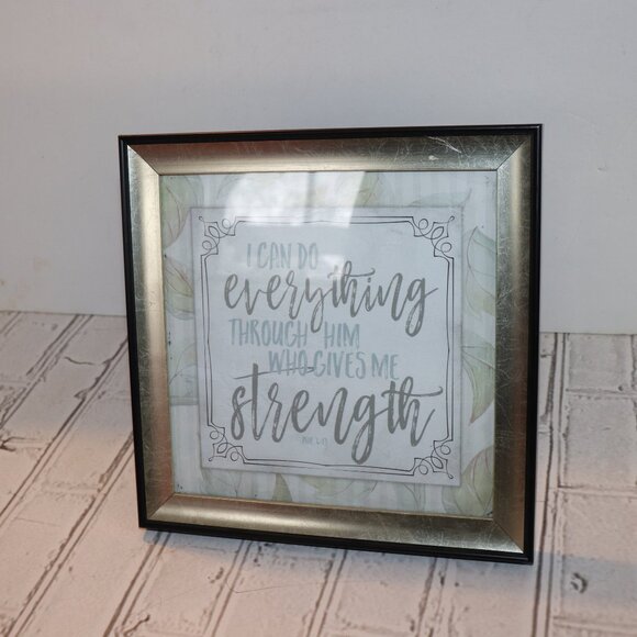🖼️ Framed Scripture Art · 9.5" “I Can Do Everything Through Him” · Black & Gold - Picture 5 of 5